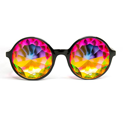 GloFX Xtra Lite Black Kaleidoscope Glasses | Lightweight Glass Crystal Edm Festival Diffraction Glasses