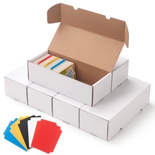 SUNEZLGO 6 Pack Trading Card Storage Box,Cardboard Sports Game Card Storage Collector Boxes with 10 PCS Dividers,Card Organizer for Baseball Football Basketball Cards,Hold 3,600 Standard Trading Cards