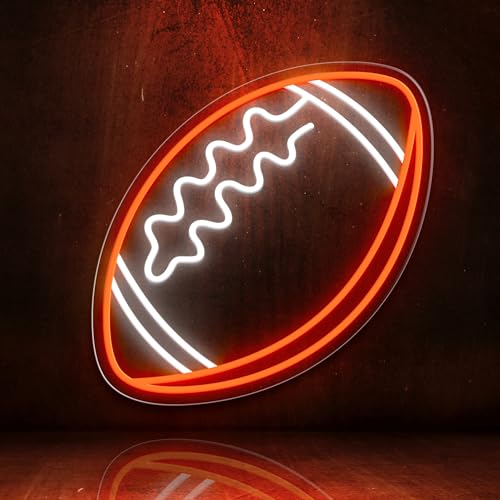 Football Neon Sign for Wall Decor,Football-Shaped Neon Light, Football LED Signs for Man Cave, Teens, Boys, and Girls' Bedrooms and Game Rooms. Neon Wall Signs Gift for Football Fans Teens