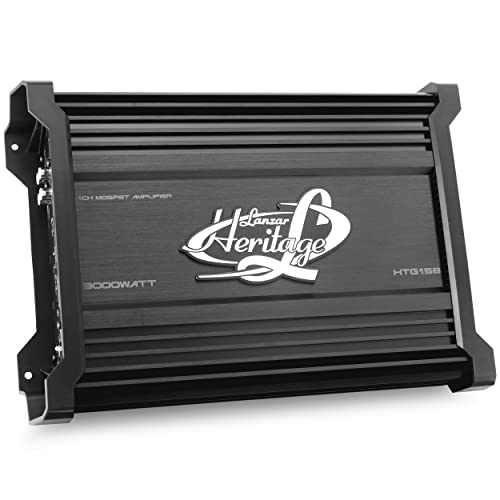 Lanzar Amplifier Car Audio, Amplifier Monoblock, 1 Channel, 3,000 Watt, 2 Ohm, MOSFET, RCA Input, Bass Boost, Amplifier for Car Speakers, Crossover Network - HTG158.5