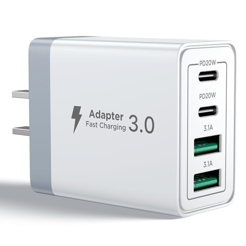 USB C Charger Block, 40W 4-Port Fast Charger 20W Type C Charging Block 3.1A USB Wall Charger Dual Port PD+QC Charging Cube for iPhone 15 14 13 12 11 Pro Max XS, iPad, Samsung Phone, Tablet