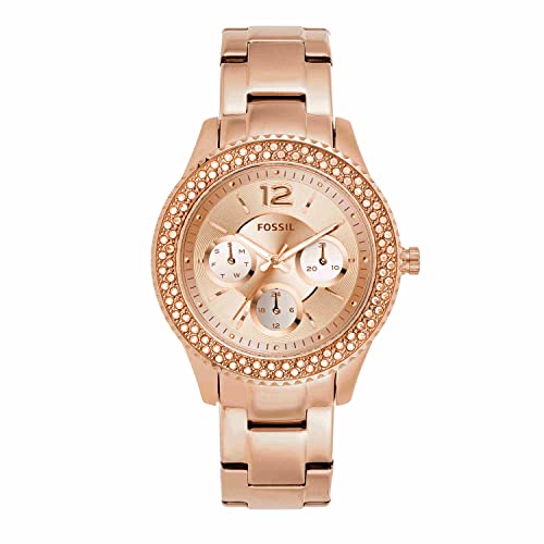 Fossil Women's Stella Quartz Stainless Steel Multifunction Watch, Color: Rose Gold Glitz (Model: ES3590)
