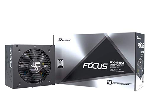 Seasonic FOCUS PX-850 | 850W | 80+ Platinum | Full-Modular | ATX Form Factor | Low Noise | Premium Japanese Capacitor | 10 Year Warranty | Nvidia RTX 30/40 Super & AMD GPU Compatible (Ref. SSR-850PX)