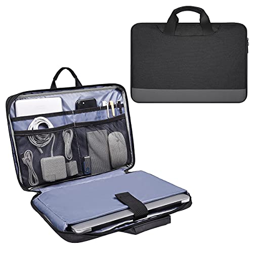 14 15 Inch Waterproof Laptop Sleeve Men Women Briefcase with Organizer for Dell Inspiron 13 5000, Lenovo Flex 5 14, Acer Chromebook 14, MacBook Pro 14 M3/M2, HP ASUS Chromebook 14 Carring Case, Black