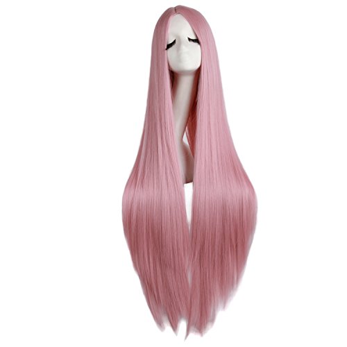 MapofBeauty 40'/100cm Soft Straight Long Cosplay Wig (Rouge Pink)