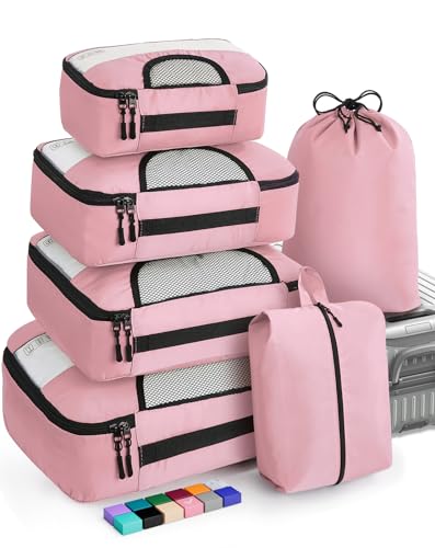 Veken 6 Set Packing Cubes for Suitcases, Travel Organizer Bags for Carry on Luggage, Suitcase Organizer Bags Set for Travel Essentials Travel Accessories in 4 Sizes(Extra Large, Large, Medium, Small)