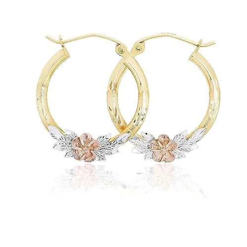 Real Yellow14k Gold Hoop Earrings for Women Girls Mom| Lightweight Hoops | Solid Jewelry for Hypoallergenic & sensitive ears Tricolor Rose Shiny & Round Original 14 Karat for Christmas Gifts (20mm)