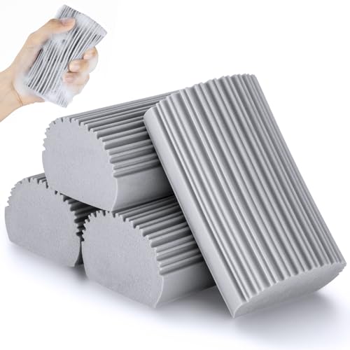 YFUIF 4 Pack Damp Clean Duster Sponge, Magic Eraser Sponge for Household Cleaning, Duster for Cleaning Supplies for Housekeeping, Dish, Blinds, Glass, Baseboards,Window Track Grooves and Faucets