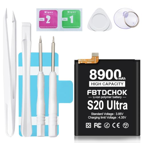 FBTDCHOK Upgraded Galaxy S20 Ultra Battery, [8900] Li-Polymer Replacement Battery for Galaxy S20 Ultra EB-BG988ABY SM-G988 G988B with Full Replacement Kits