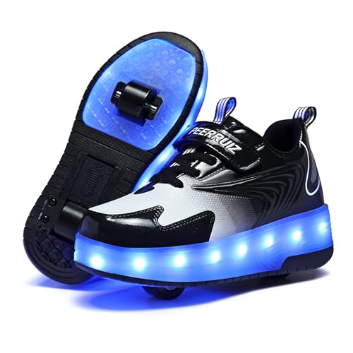 Ehauuo Roller Skates Shoes with USB Charging, Light Up Kid Wheels Shoes Rechargeable LED Flashing Roller Shoes Girls Boys Sneakers for Birthday Christmas Children Gift