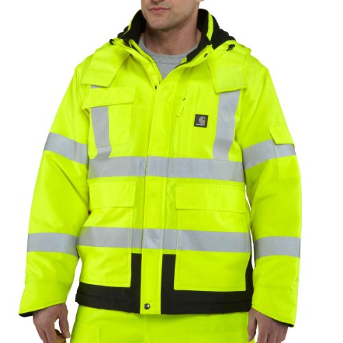 Carhartt Men's High Vis Waterproof Class 3 Insulated Sherwood Jacket,Brite Lime,Large