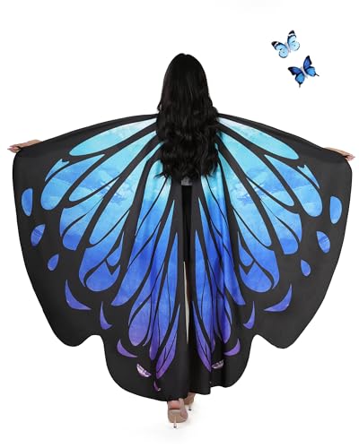 AWAYTR Women Butterfly Wings Shawl - Fairy Ladies Cape Halloween Dress Up Costume Accessory (Starry sky)