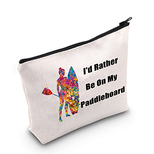 MNIGIU Funny Paddle Board Cosmetic Bag I'd Rather Be On My Paddleboard Makeup Zipper Bag Paddleboard Lover Gift Sup Lover Gift Sup Paddling Gift