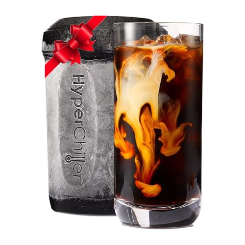 HyperChiller HC3 Patented Iced Coffee/Beverage Cooler, NEW, IMPROVED,STRONGER AND MORE DURABLE! Ready in One Minute, Reusable for Iced Tea, Wine, Spirits, Alcohol, Juice, 12.5 Oz, Black