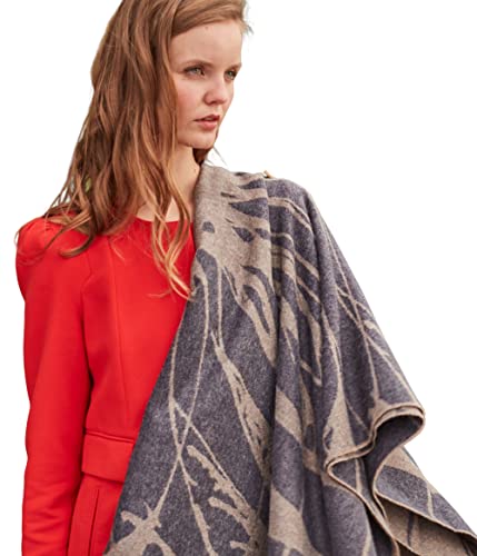 Alpaca Origins - 100% Baby Alpaca Wool Shawl Wraps for Men and Women - Wildflower Unisex Soft Warm Winter Large Scarf (Navy Blue/Taupe)