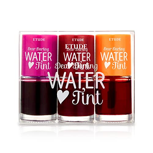 ETUDE Dear Darling Water Tint 3 Color SET (21AD)| Vivid Color Lip Stain with Moisturizing Weightless & Non-sticky Finish Lip Stain | Smudge-proof & Lightweight Lip Tint | K-beauty