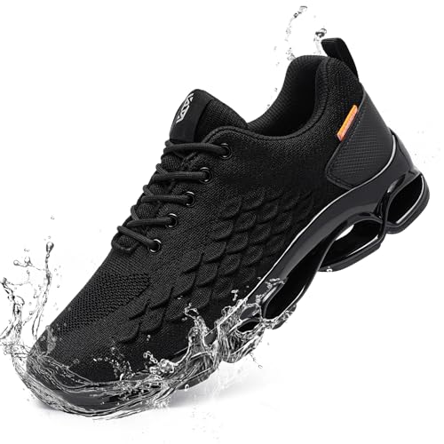 FATES TEX Waterproof Shoes for Men Tennis Sneakers Rain Water Resistant Comfortable Walking Running Casual Breathable Work Shoes(10,Black)