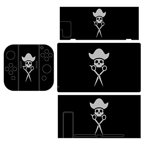 Skull Barber Scissors Stickers Protective Film Sticker Personalized Full Wrap Sticker Compatible with Nintendo Switch
