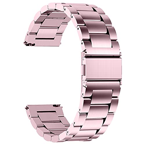 Fullmosa 20mm Stainless Steel Watch band Compatible with Samsung Galaxy Watch 5 40mm 44mm/Pro 45mm/Galaxy Watch 4 40mm 44mm/Classic 46mm 42mm(2021)/Galaxy Watch 3 41mm, Rose Pink