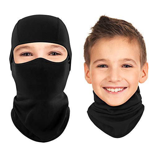 2Pcs Kids Balaclava Ski Mask Cold Weather Windproof Tactical Face Mask Winter for Skiing Snowboarding Cycling (2 Pcs Black2)