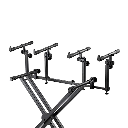 On-Stage KSA8500 Deluxe Keyboard Tier (for Stacking Keyboards, Electric Pianos, Synths, and Organs on X-Style Stands, 66 lb Capacity, Adjustable Length, Arm Depth, Height, and Tilt, Metal, Black)