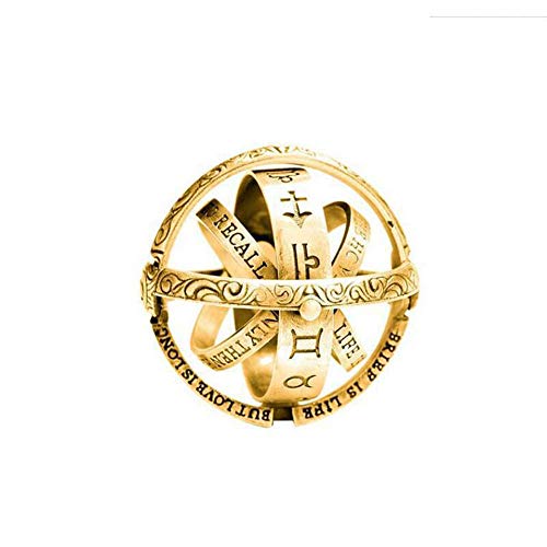 Astronomical Finger Foldable Ring Astronomical Sphere Ball Ring Foldable Cosmic Ring Gift for Women Men (gold, 8)