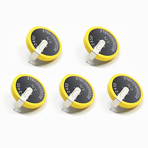 EEMB 5PCS LIR2450 Rechargeable Battery 120mah 3.7V Lithium-ion Coin Button Cell Batteries with Solder Tabs