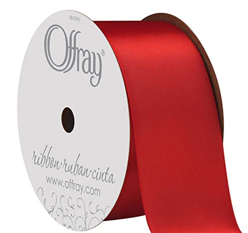 Berwick Offray 284933 1.5' Wide Double Face Satin Ribbon, Red, 3 Yds