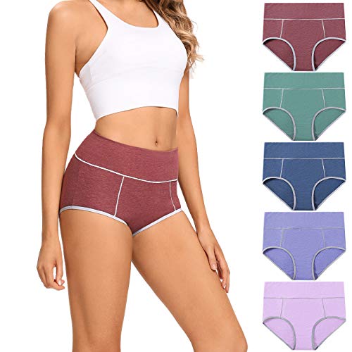 POKARLA Womens Cotton Underwear High Waist Full Coverage Briefs Soft Breathable Postpartum Panties Stretch Underpants Regular & Plus Size