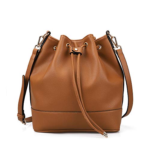 AFKOMST Bucket Bags and Purses For Women Drawstring Hobo and Shoulder Handbags with 2 Detachable Straps