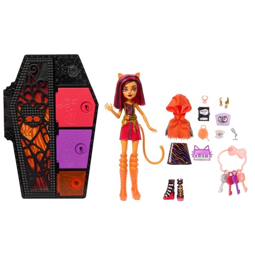 ​Monster High Doll and Fashion Set, Toralei Stripe Doll, Skulltimate Secrets: Neon Frights, Dress-Up Locker with 19+ Surprises​​