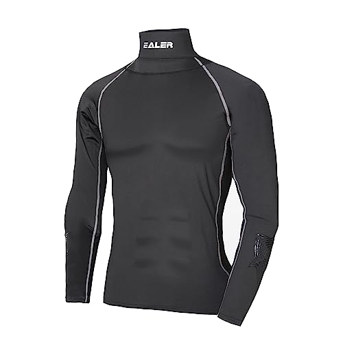 EALER Hockey Compression Shirt with Neck Guard, Neck Protect Long Sleeve Shirt, Hockey Jock for Men & Boys - Adult and Youth