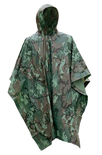 Survival General OD Green Vinyl Wet Weather Rain Poncho Military Style Tarp Shelter Bivy Tent New (Camo)