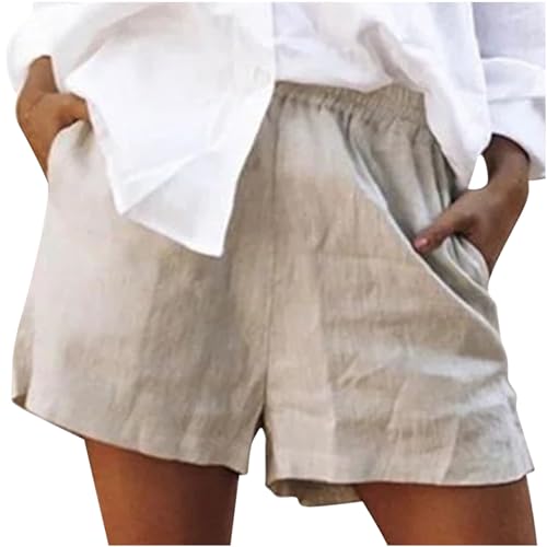 Hot Deals Today Shorts for Women Elastic High Waisted Workout Shorts Casual Summer Wide Leg Beach Shorts Plus Size Pants with Pockets Running Shorts with Spandex Women
