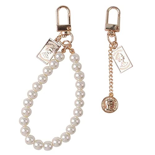 sailorsunny Cute Bag Charm Pearl Chain Charms Keychain Pendant Charms For Handbags Cute Keychains For Women Ribbon Pearl Keychain (2Pack)