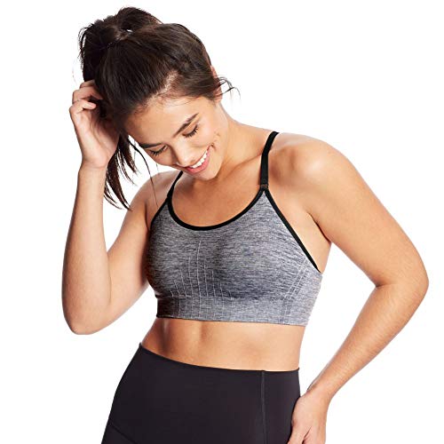 C9 Champion Women's Medium Support Seamless Cami Bra, Heather/Ebony, XL
