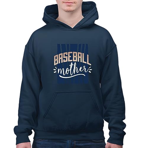 Gift for Sports Fans Mother Lettering on Blue Background Ball Design Navy and Muticolor Unisex Hoodie