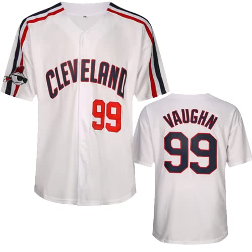 YIMCANLI Men's Ricky Vaughn Movie Jersey #99 Stitched 90s Hip Hop Baseball Jerseys Shirts White Navy Gray (White,X-Large)