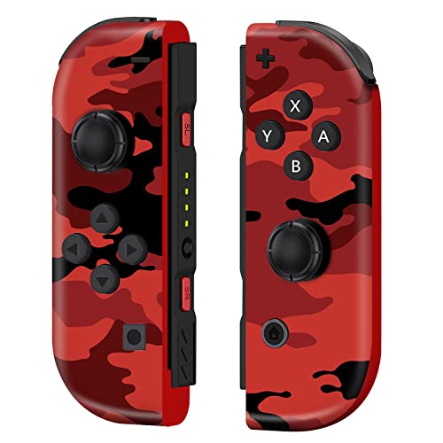 SANGDER Joypad Controller Replacement for Nintendo Switch，Wireless Switch Controller Support Wake-up Function with Grip（Camo Red）
