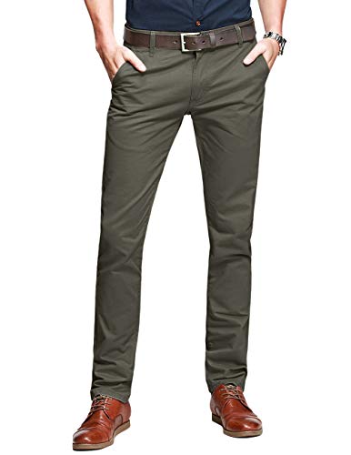 Match Mens Slim-Tapered Flat-Front Casual Pants(32W x 31L, 8134 R-Green)
