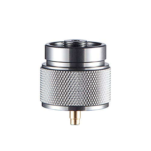 Kbrotech Camping Stove Adapter 1LB Propane Small Tank Input and a Lindal Valve EN417 Output Outdoor Cylinder LPG Canister Convert (Gray)