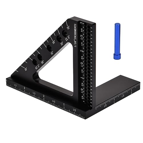 GOINGMAKE Carpenter Square 3D Multi Angle Measuring Ruler Hole Position Scribing Ruler Precision 45 and 90 Degree Woodworking Square Small Framing Square Tool with Angle Position Pin for Carpentry