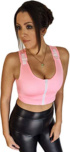 Post Surgical Comfort Compression Sports Bra: Brilliant Pink Dragonfly (Medium)