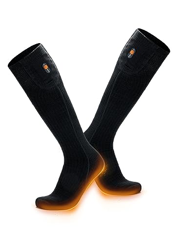[All-New Upgraded] ORORO Heated Socks for Men Women, Rechargeable Electric Socks for Cold Feet (Black,L)