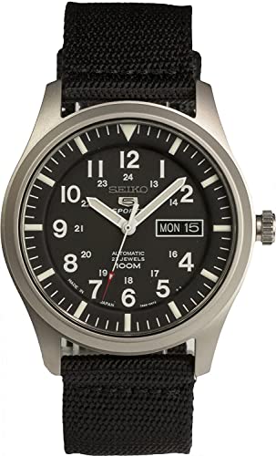 SEIKO 5 SPORTS Automatic made in Japan Black Dial Nylon Strap Watch SNZG15J1 Men's