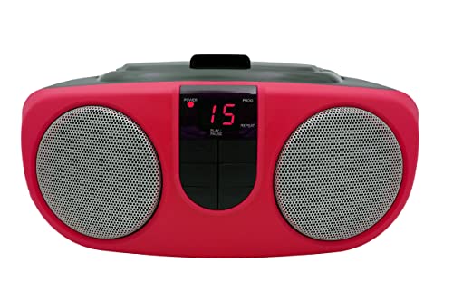 PROSCAN ELITE Portable Cd Player with Am/FM Radio Boombox (Red)