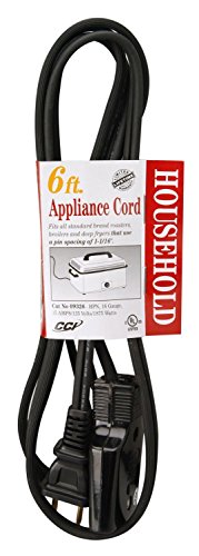 Woods Coleman Cable 9326 HPN Appliance Cord, Black, 6-Feet