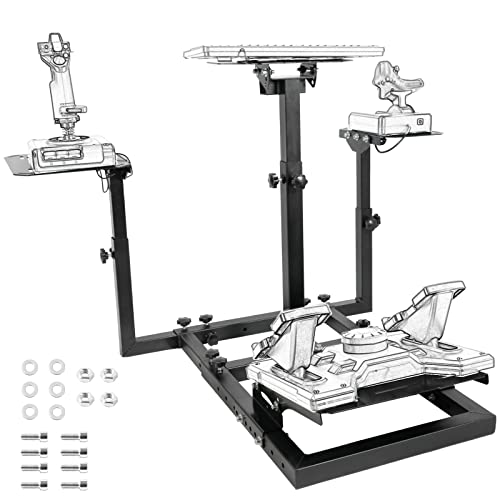 Marada Flight Racing Sim Cockpit Dual Mounting Platform Compatible with Logitech, PXN, Thrustmaster HOTAS Warthog, G29, G920, G923, X52 Adjustable Stand Wheel, Pedal, Throttle, Joystick Not Included