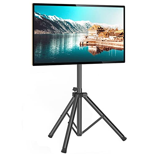 Portable TV Tripod Stand Tilt Mount for 32-70 inch LED LCD OLED Flat Screen TVs/Monitors, Height Adjustable Foldable Mount Stand, Black Floor Display Stand with Max VESA 600x400mm