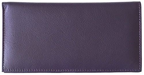 Purple Basic Genuine Leather Checkbook Cover For Men & Women